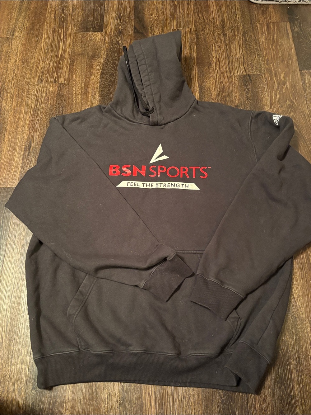 adidas Black Hoodie with Red and White BSN Sports Logo